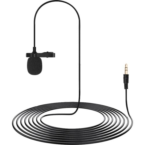 3.5mm Portable Clip-on Lapel Condenser Microphone Wired Mic for DJI Pocket 2 Do-It-All Handle Gimbal Camera Accessories