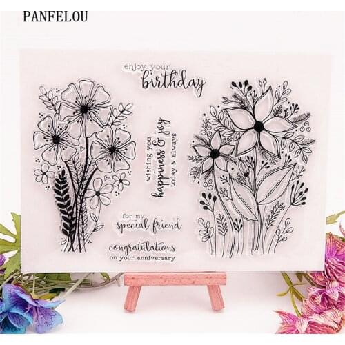 PANFELOU Romantic flowers Transparent Silicone Rubber Clear Stamps cartoon for Scrapbooking/DIY Easter wedding album