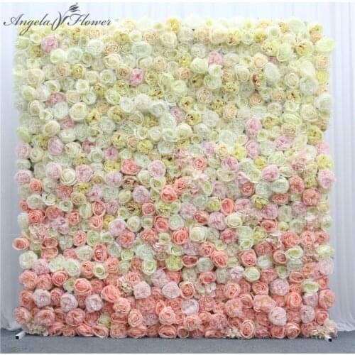 Advanced custom gradient change flower wall panel 3D backdrop wedding party hotel event decor peony rose artificial flower wall