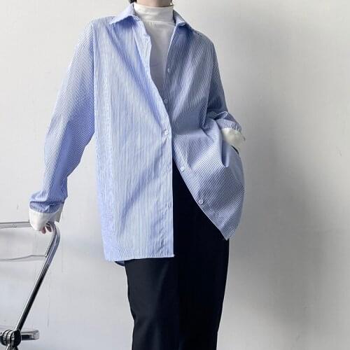 Cotton Striped Shirts Men Fashion Business Society Mens Dress Shirts Korean Loose Oversize Long-sleeved Shirts Men Casual Shirts