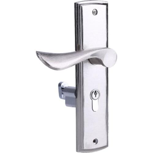Silver Durable Door Handle Lock Cylinder Front Back Lever Latch Home Security W/ Keys Solid Square Tongue Interior Door Lock
