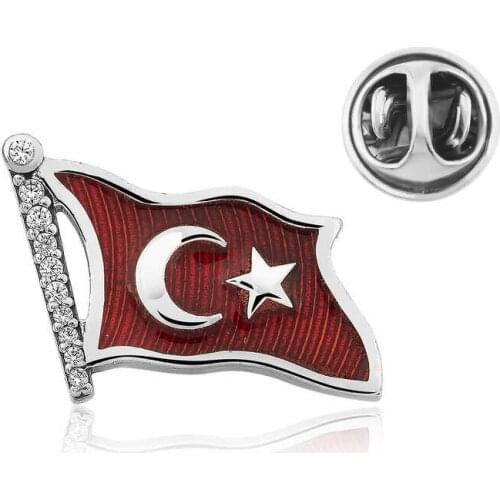 Silverlina Silver Turkish Flag Badge