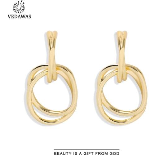 Vedawas Trendy Hip-hop Round Drop Earrings for Women Trendy Irregular Cool Metal Maxi Dangle Earrings Jewelry Gifts Show Bijoux