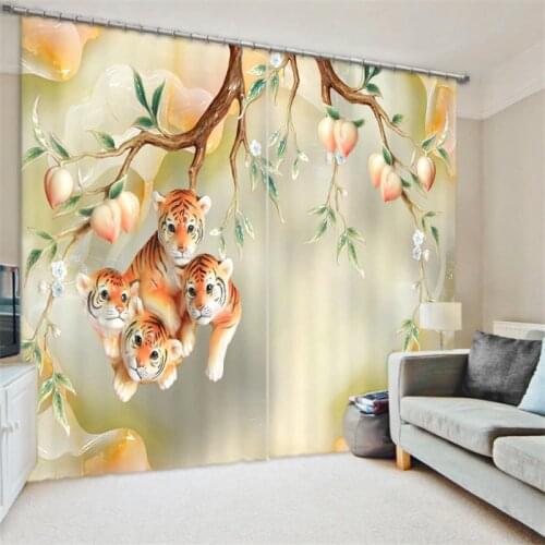 3D Window Curtains Luxury Blackout For Living Room kids Bedroom Drapes Cortinas Rideaux Customized size yellow tiger pillowcase