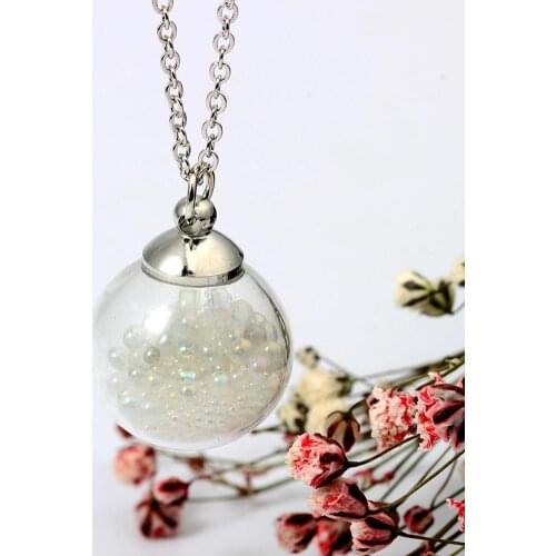 Stylish Women Round Glass Bubbles Pendant Chain Necklace Party Jewelry Gift Pendant Necklace For Women Necklace For Party Gift