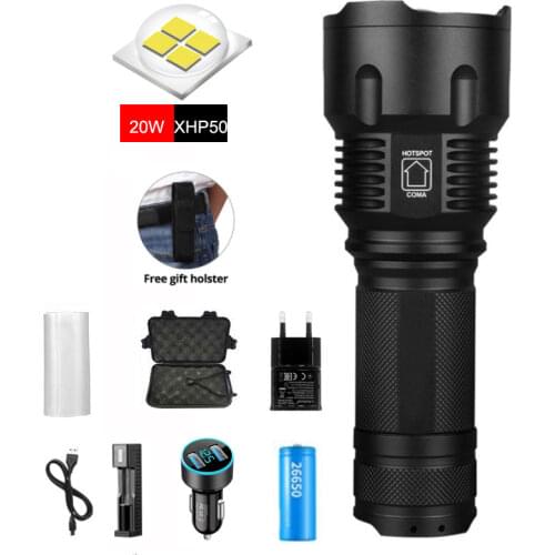 10000LM Led Flashlight High Quality With 26650 Battery Torch L2 Zoomable Aluminum Alloy Lantern Camping Tactical Flashlight