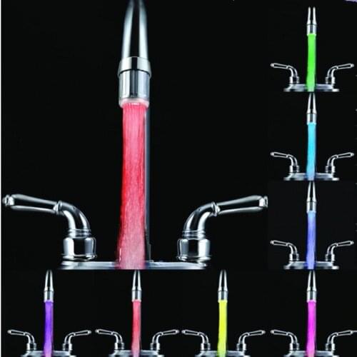 LED Aerators 7 Colors Change Shower Tap Bathroom Kitchen Stream Nozzle RGB Color Light Sensor Tap Faucet Saving Water Adapter