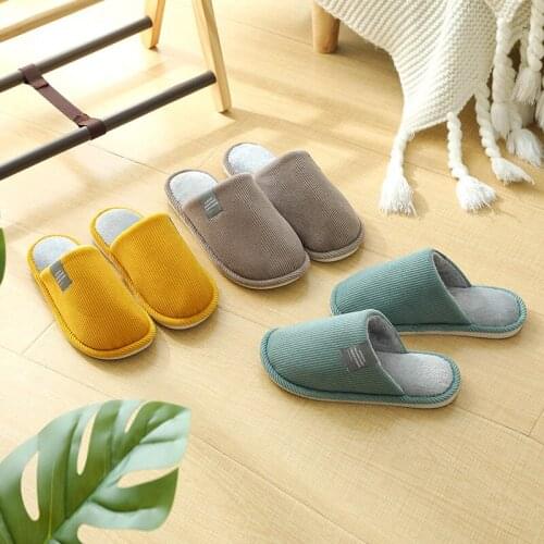 Women Winter Autumn Cotton Slippers Household Indoor Warmth Couples Non-slip Thick Bottom Month Hair Slippers Breathable