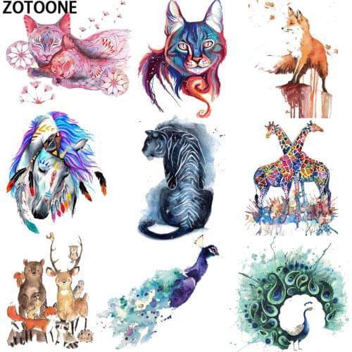 Summer Patch Iron on Transfer Cartoon Colour Lion Tiger Horse Paste heat transfer sticker Clothing DIY Peacock printing E