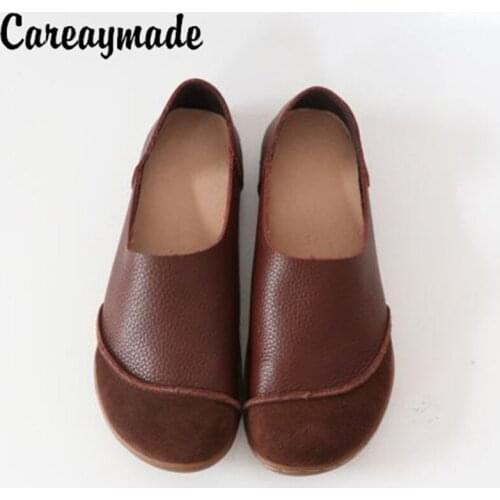 Careaymade-Pure handmade Mori girl retro literature shoes,Spring head layer cowhide casual shoes,Women genuine leather shoes