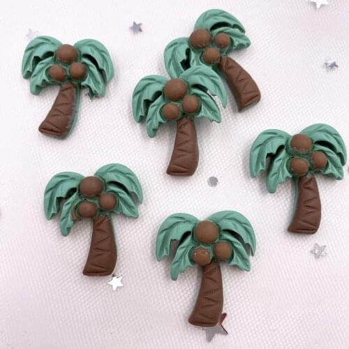 12Pcs Colorful Resin Green Coconut Tree Flatback Cabochon Stone Scrapbook DIY Decor Home Figurine Crafts Supplies SH510