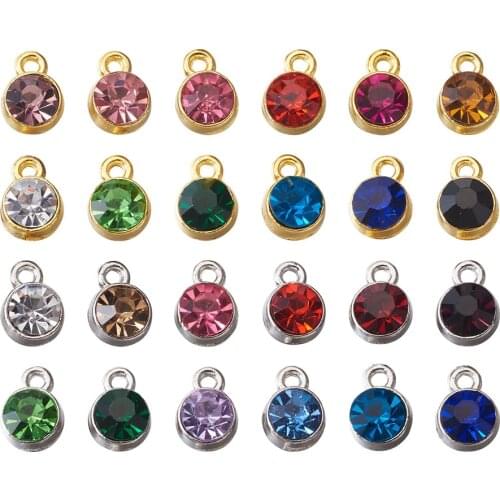 144pcs/Box Crystal Birthstone Charms Alloy Glass Rhinestone Pendants for DIY Jewelry Making Findings Bracelet Necklace Pendant