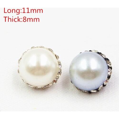 1651814,1pcs/Lot 11mm 2color select Rhinestone pearl inlaid metal buttons flower Clothing accessories Jewelry Accessories diy