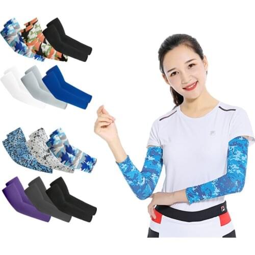 2pcs Ice Fabric Running Arm Sleeves Basketball Cycling Volleyball Sunscreen Band UV Protection Fitness Armguards For Hide Tattoo