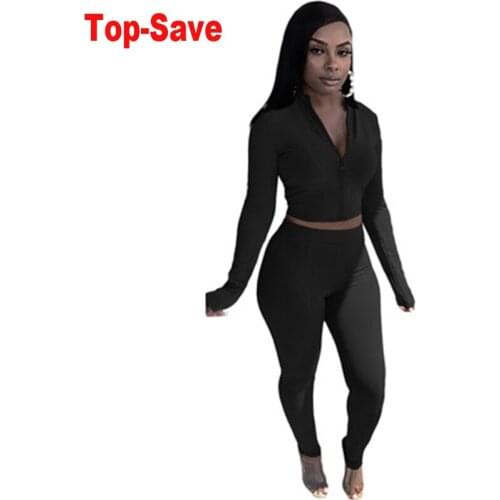 2021 Fall Clothes For Women Set Solid Color Long Sleeve Sweatshirt Crop Top Tracksuit Women Two Piece Set Pencil Pants Wholesale