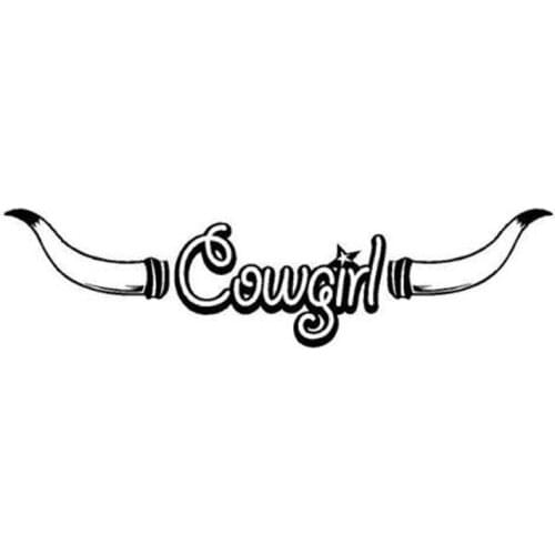 22.4CM*5.6CM Cowgirl Horns Bull Ride Country Farm Horse Sticker Fun Car Stickers Decoration Car Styling Black Sliver C8-0543