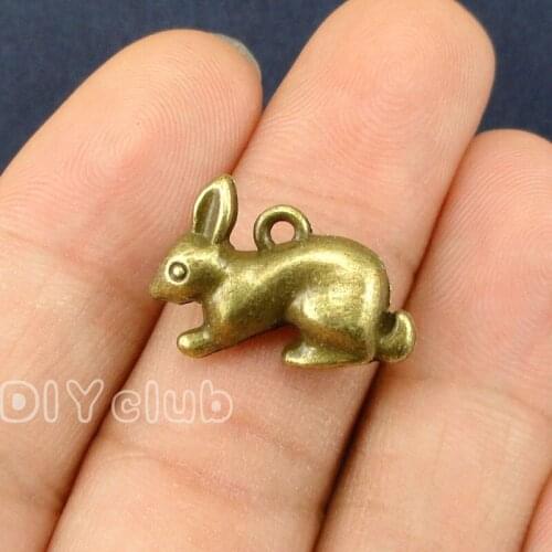 30pcs-Antique Bronze Tone 3D Rabbit Charms Pendant,DIY For Bracelet Necklace 20x14x6mm