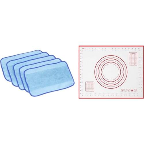 5-Pack Wet Microfiber Mopping Cloths Washable & Reusable Mop Pads With High Temperature Rolling Board Chopping Board