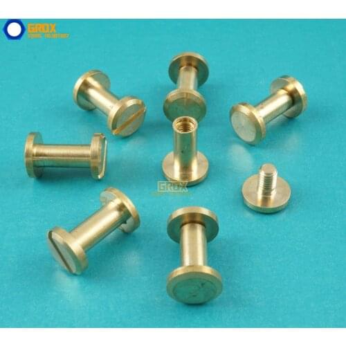 50 Set 8*10mm Solid Brass Rivet Chicago Screw for Leather Craft Belt Wallet / Flat