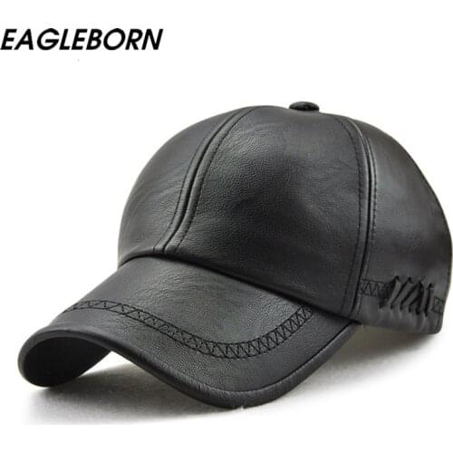 EAGLEBORN New fashion high quality fall winter men leather hat Cap casual moto snapback hat mens baseball cap wholesale