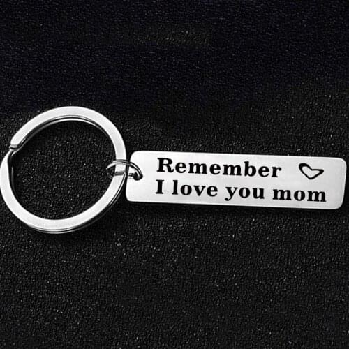 New Remember I Love You Mom Family Jewelry Stainless Steel Lettering Pendant Charm Keychain Key Rings Thanks Giving Day Gifts