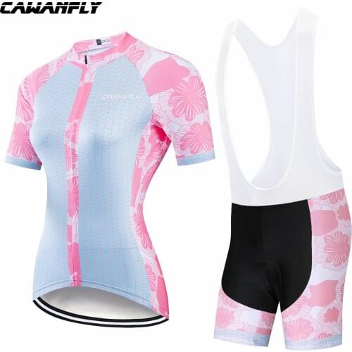 Cawanfly 2019 Colorful Short Sleeve Mtb Clothing Kit Summer Women Cycling Jersey Set Bicycle Suit Wear Bike Outfit