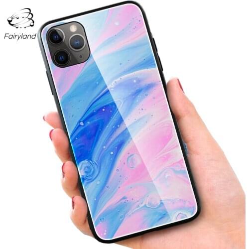 Marble Texture Tempered Glass Phone Cover Shell For iPhone11 PRO MAX Mobile Phone Case Apple X High Quality TPU Protective Cover