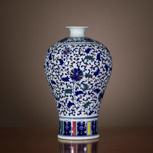 Jingdezhen Ceramics Imitation Of Qianlong Handpainted Blue And White Flower Vase New Chinese Living Room decorative ceramic vase
