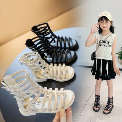 Hot Sell Summer Fashion Girls Roman Cool Boots High-top Children Sandals Kids Gladiator Sandals Toddler Student Child Sandals