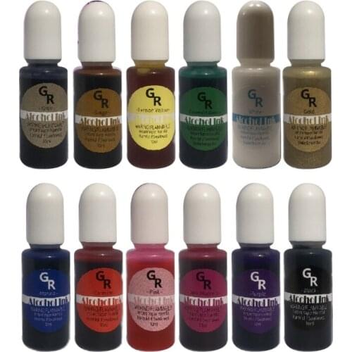 12Colors Epoxy Resin Diffusion Pigment Alcohol Ink Liquid Colorant Dye DIY Craft