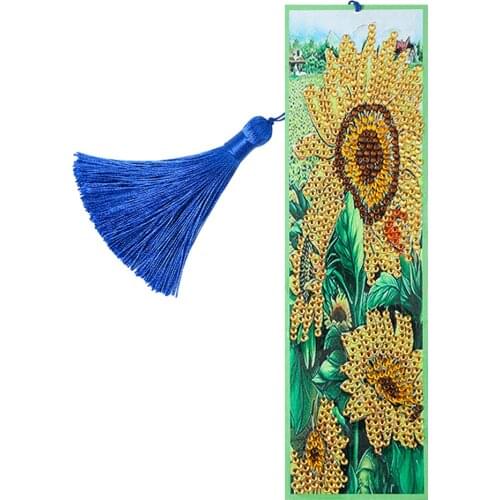 Sunflower Diamond Painting Leather DIY Craft Cross 5D DIY Cross Stitch Embroidery Eco-friendly Page-Marker Bookmark