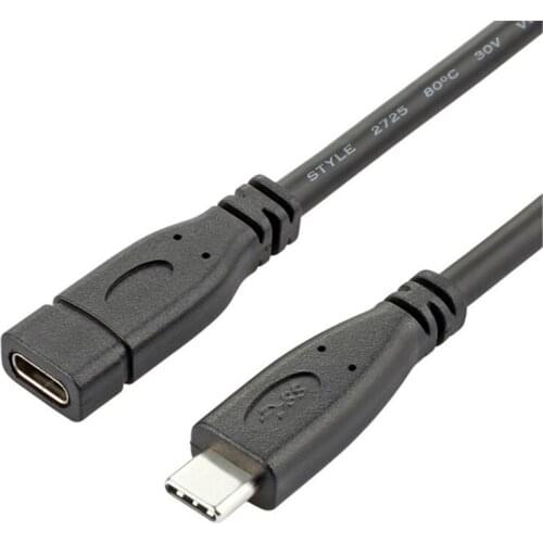 USB C To USB C Cable Type C Male To Female Extension Cable Fast Charging Data USB Cable Reversible Extener Wire 0.5M Black