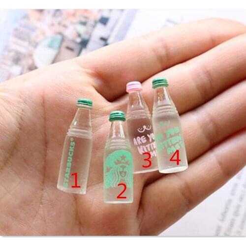 Tanduzi 100pcs Wholesale Cute Flatback Resin Cabochons Simulation Food Mini Beverage Bottle DIY Dollhouse Miniature Resin Crafts