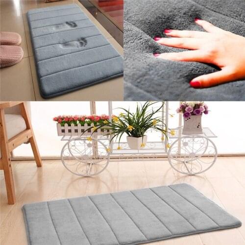 Coral Fleece Bathroom Non-slip Mat Memory Foam Rug Floor Carpet Water Absorption Washable Home Kitchen Soft Doormat 40x60cm