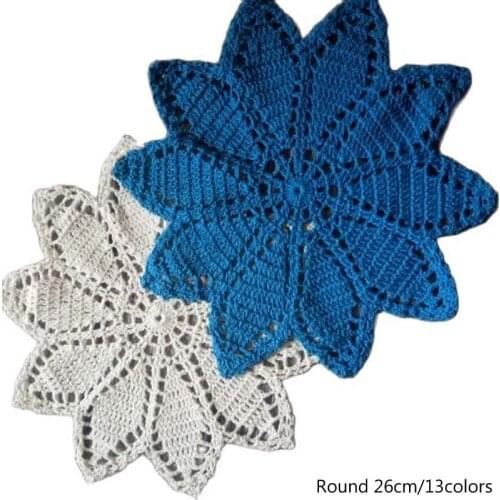 Hot Lace cotton table place mat pad Cloth Round crochet placemat cup mug Christmas tea coffee coaster New Year doily kitchen
