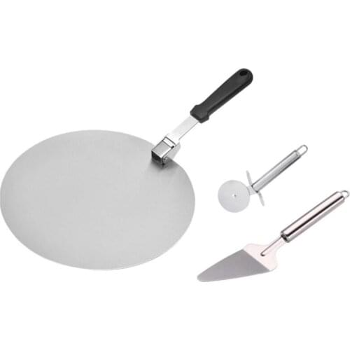 Pizza Peel,Pizza Paddle,Pizza Spatula Pizza Peel 12 Inch,Round Pizza Peel Stainless Steel Pizza Peel Foldable Handle