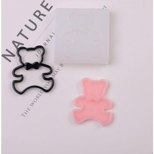 N7MF Bear Glasses Epoxy Resin Mold Ornaments Casting Silicone Mould DIY Crafts Mold