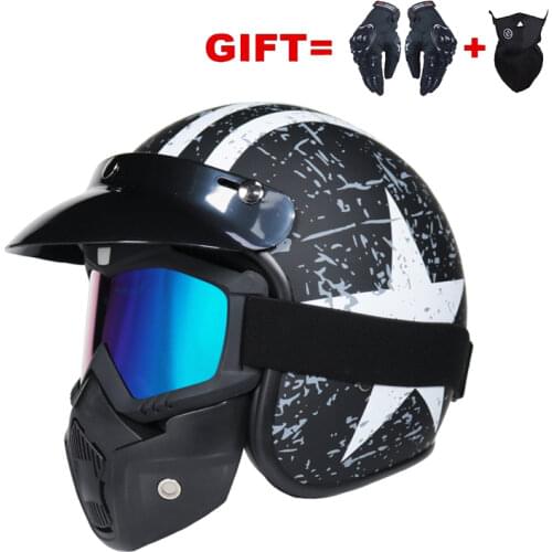 Motorcycle Helmet Open Face Vintage Retro Scotter Motorbike Cafe Racer Cascos Moto Casque Vespa MTB Quality Capacete Men Women