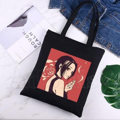 Nana Anime Simple Women Package Elegant Canvas Bag Handbags Shoulder Bags Casual Shopping Girls Handbag Black
