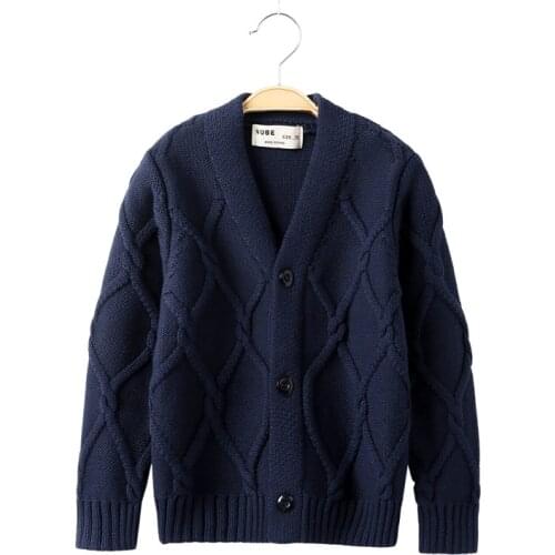 Halloween&Christmas New Boys Knitted Jacket Sweater Solid Color Baby Autumn And Winter Cardigan Warm Clothes Children Clothing