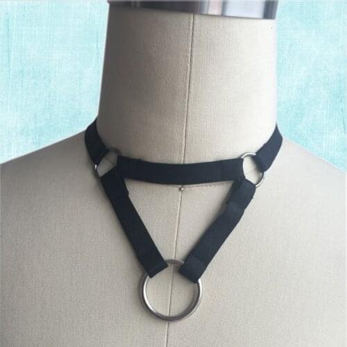Polyester Triangle Style Neck Harness Belt Big O Round Choker Collar Harness Bondage Lingerie Decotions 90s Fetish Wear JQ011