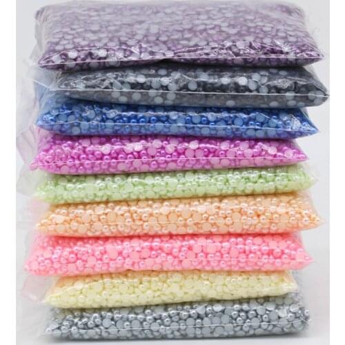 1.5-16mm White Ivory Mixed Colors Flatback Half Round Pearls Craft ABS Imitation Pearl Nail Art Scrapbook Beads DIY Decorate