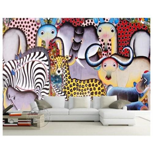Custom photo wallpaper 3d tv mural wallpaper Children room mural the bull elephant a leopard wall papers for living room