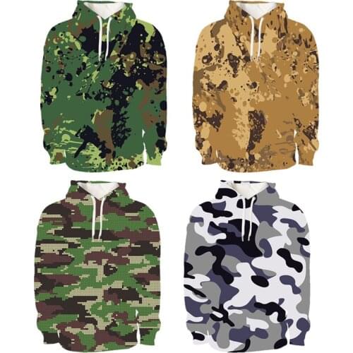 Hip Hop 3D Oversized Pullover Casual Camouflage Hoodie Men Sudadera Hombre Camo Hooded Male Sweatshirt Military Outwear Tops