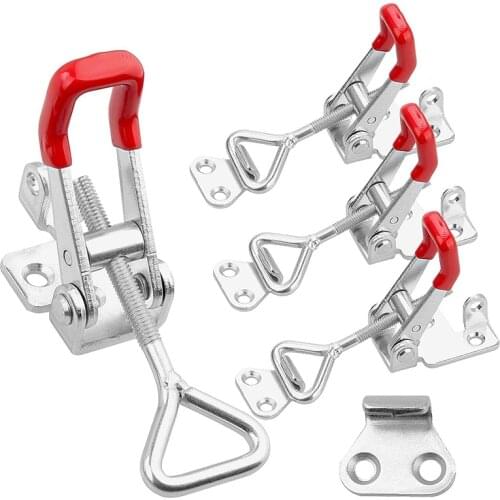 4Pcs GH-4002 Adjustable Toggle Clamp 550 Lbs Holding Capacity Toggle Latch Hasp Clamp Lockable Quick Release Pull Latch
