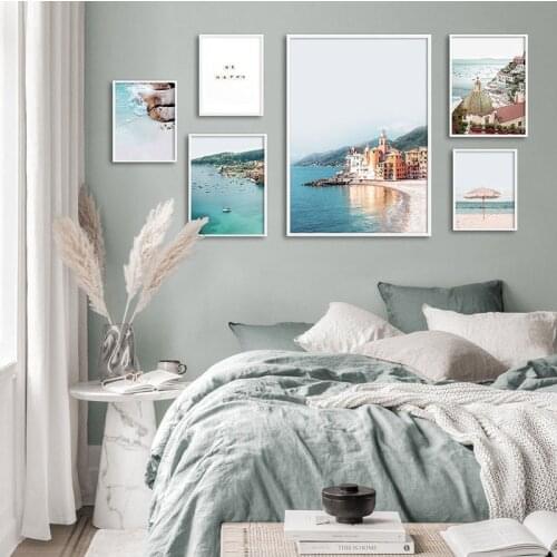 Italy Riviera Coast Canvas Painting Ocean Landscape Travel Poster Nordic Print Modern Wall Art Decoration Picture Room Decor