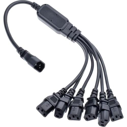 IEC 320 C14 Male Plug to 6XC13 Female Y Type Splitter Power Cord , C14 to 6 x C13, 250V/10A,1 pcs