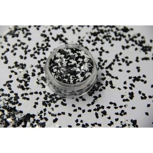 Solvent Resistant Mix Black and White Colors Cloud Shapes Glitter Spangles for nail art and DIY decoration 1Pack =50g