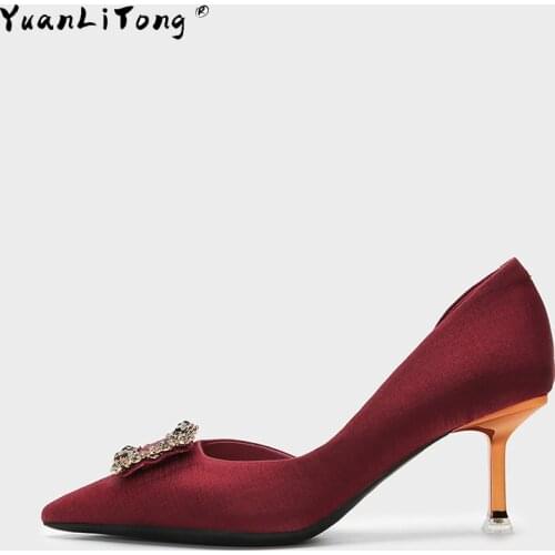 Spring 2021 New Womens Pumps High Heels With Pointed Toes And Thin Heels. Pure Black Low-Top Dress Dress With Pleated High Heel