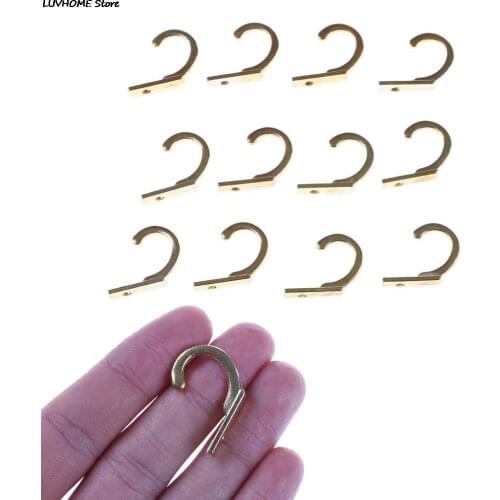 10PCS/LOT Durable Small Antique Hooks Wall Hanger Curved Buckle Horn Lock Clasp Hook Gold Color